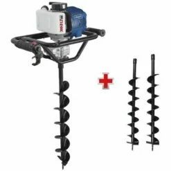 PETROL EARTH AUGER 51,7CC SCHEPPACH EB1700 3 DRILLS 100 150 200 MM INCLUDED