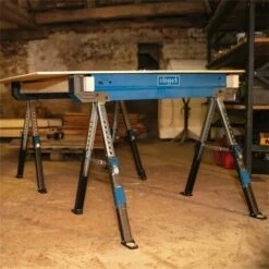 2 PCS STEEL SAWHORSE UNIVERSAL ADJUSTABLE FOLDABLE LEG STAND SCHEPPACH MWB600 -SCHEPPACH Sales 59007680 4