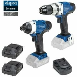 KIT CORDLESS BATTERY DRILL + IMPACT DRIVER + 2 BATTERIES 20V 2.0AH SCHEPPACH